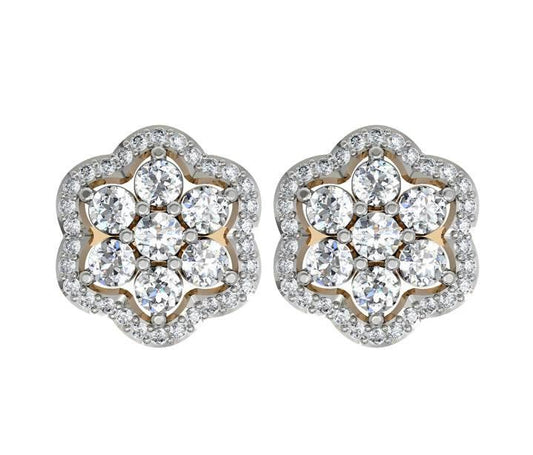 Bewitching Diamond Floral Cluster Earrings - Jewelslane