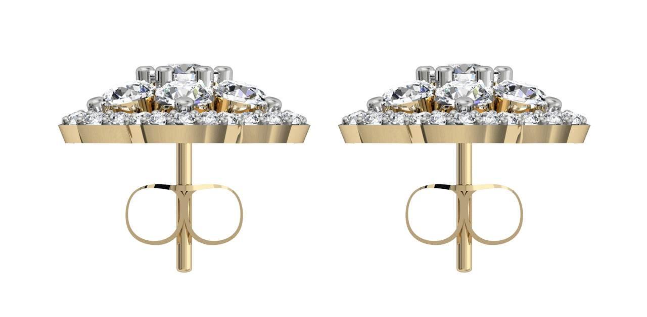 Bewitching Diamond Floral Cluster Earrings - Jewelslane