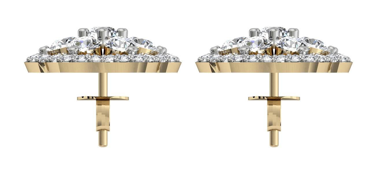 Bewitching Diamond Floral Cluster Earrings - Jewelslane