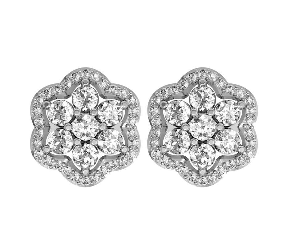 Bewitching Diamond Floral Cluster Earrings - Jewelslane