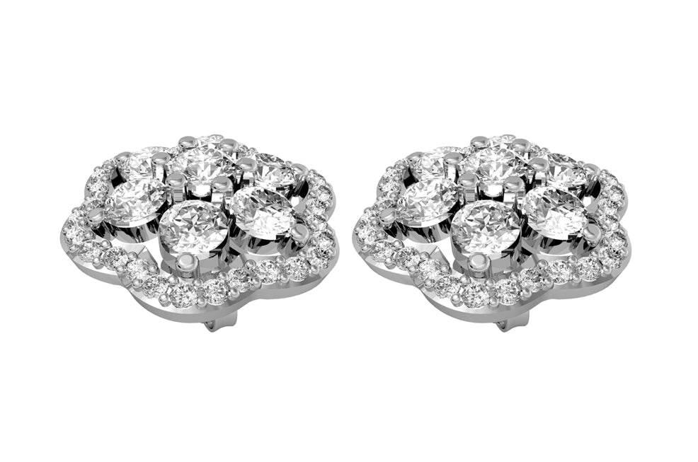 Bewitching Diamond Floral Cluster Earrings - Jewelslane