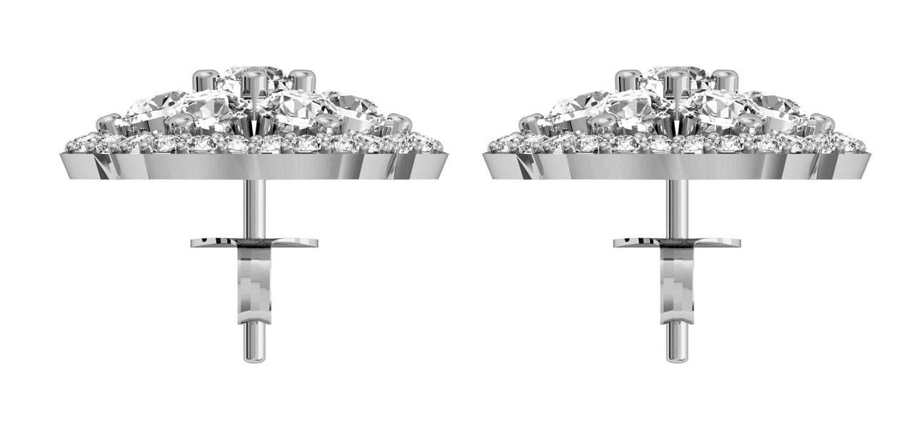 Bewitching Diamond Floral Cluster Earrings - Jewelslane