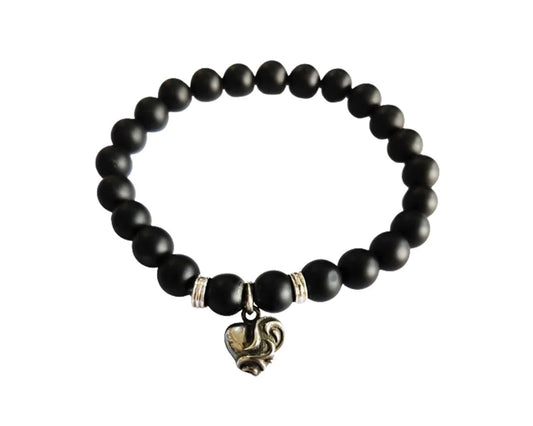 Black onyx Bracelet with Heart charm for men - Jewelslane