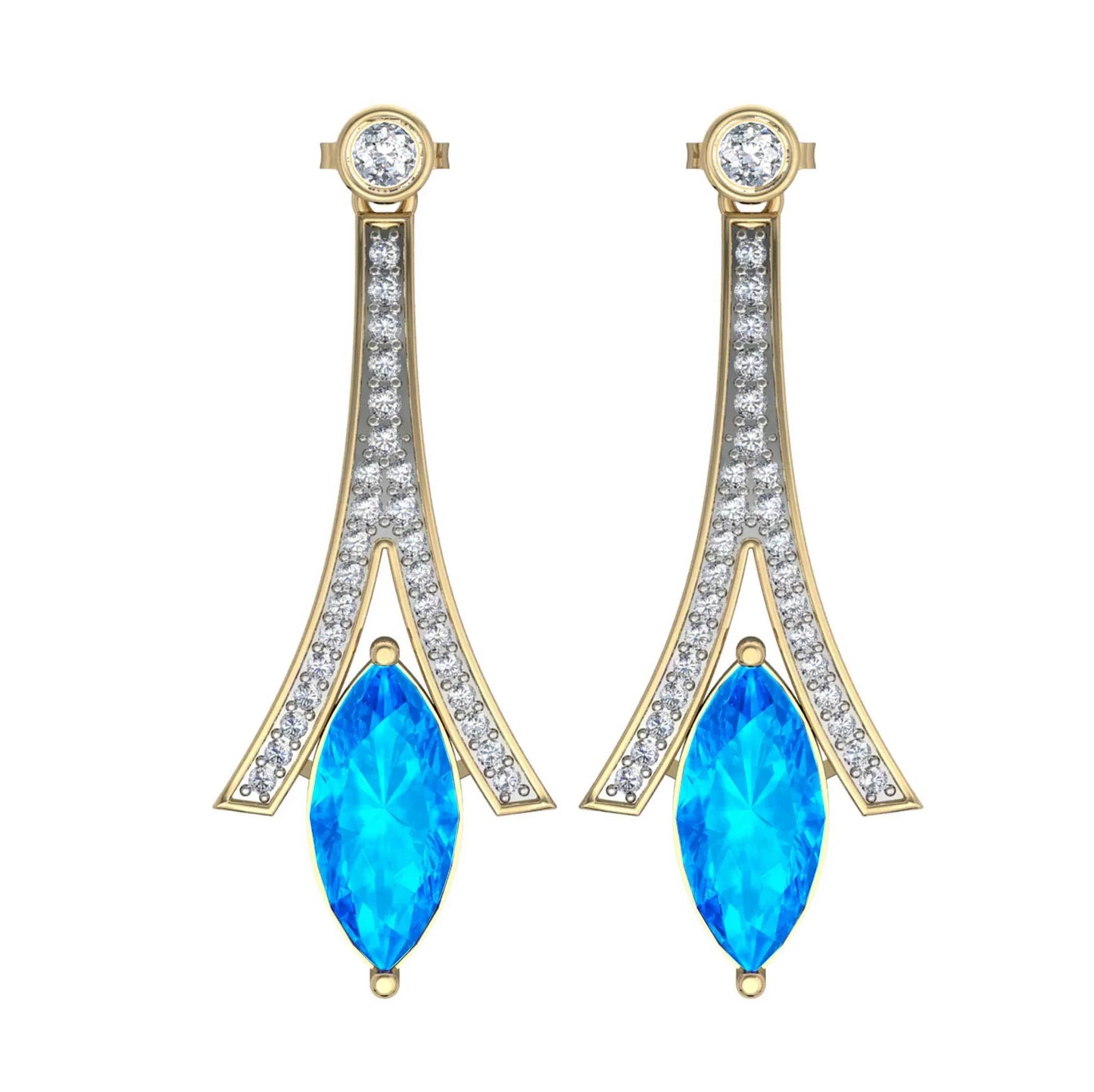 Blue topaz with Diamond Earrings - Jewelslane