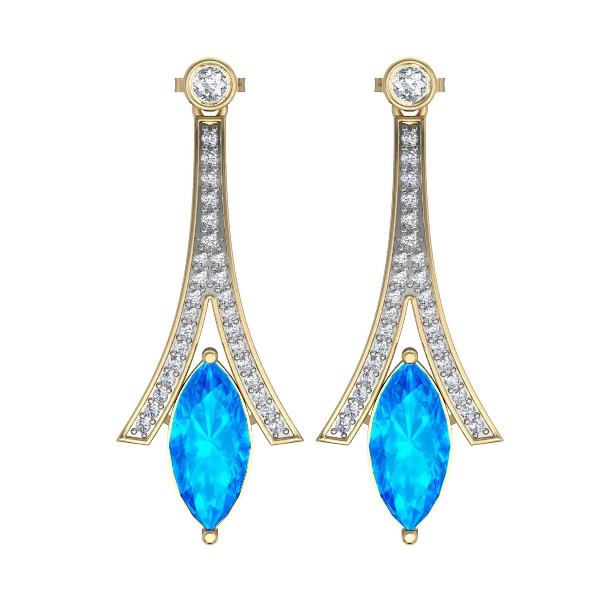 Blue topaz with Diamond Earrings - Jewelslane