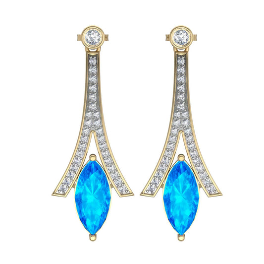 Blue topaz with Diamond Earrings - Jewelslane