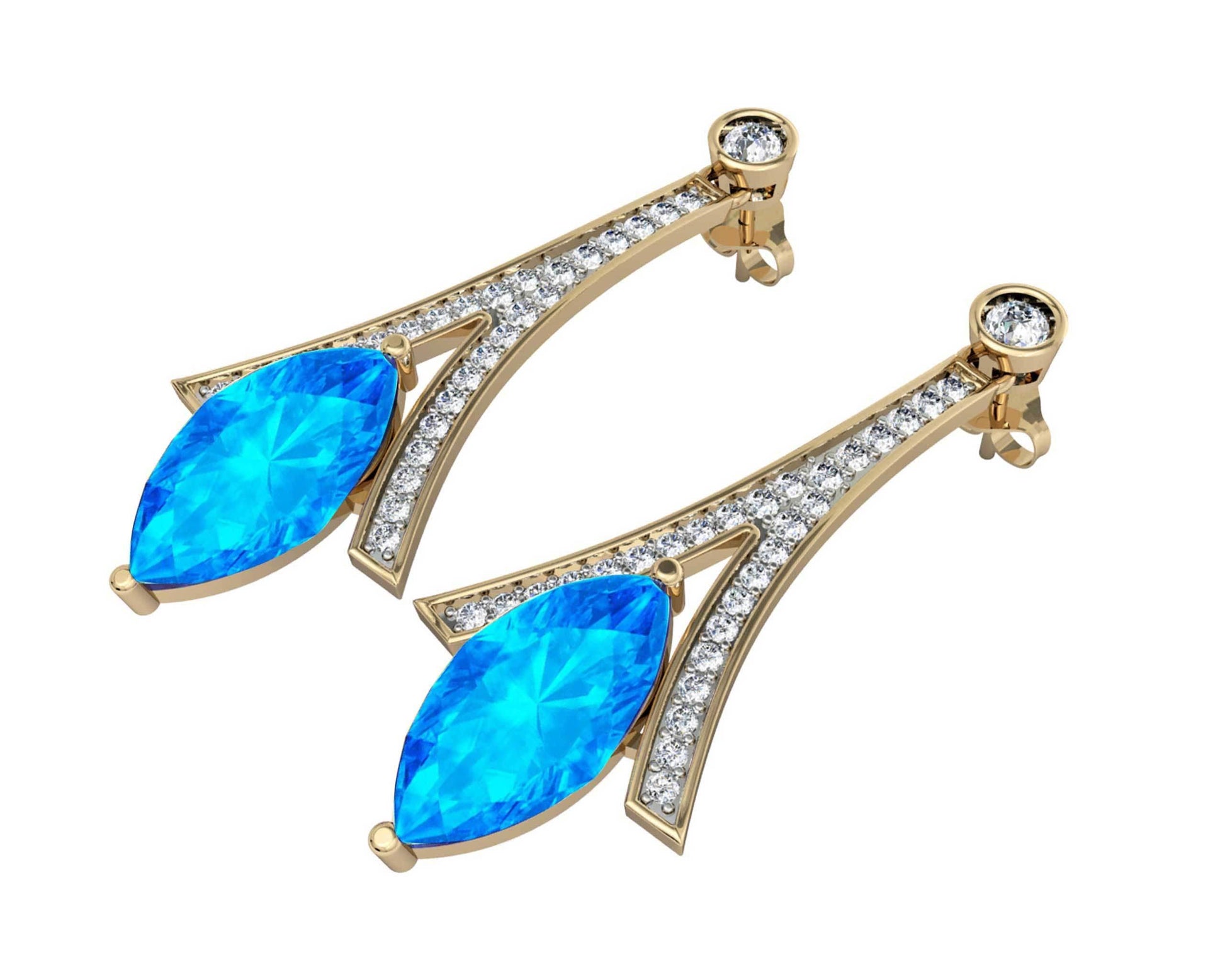 Blue topaz with Diamond Earrings - Jewelslane