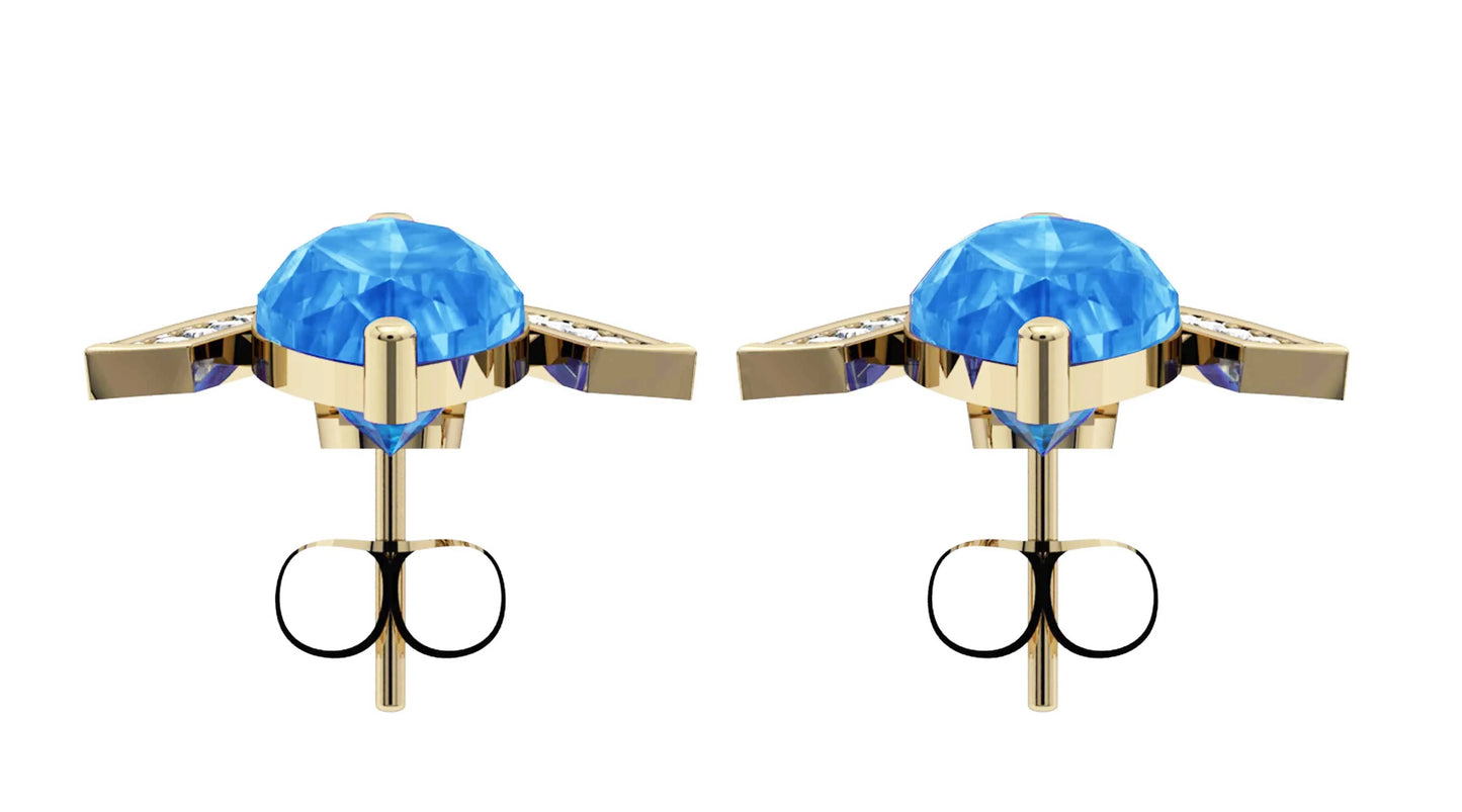 Blue topaz with Diamond Earrings - Jewelslane