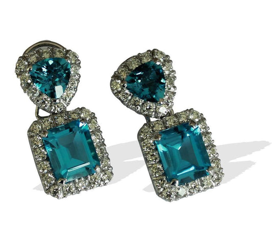 Blue Topaz with Diamonds earrings - Jewelslane