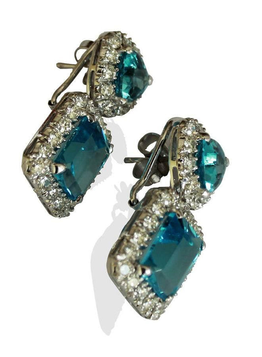 Blue Topaz with Diamonds earrings - Jewelslane