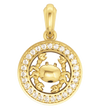 Cancer Charm in 14K Gold Studded with Diamonds with leather cord - Jewelslane