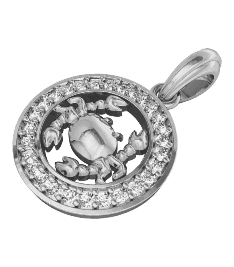 Cancer Charm in Silver with 27 Diamonds - Jewelslane