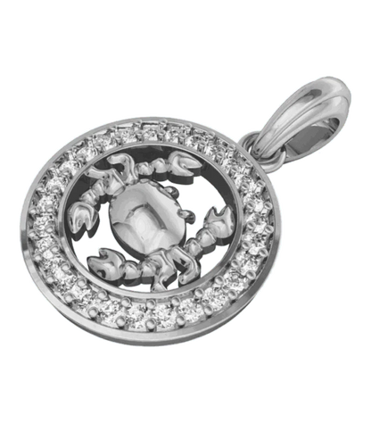 Cancer Charm in Silver with 27 Diamonds - Jewelslane