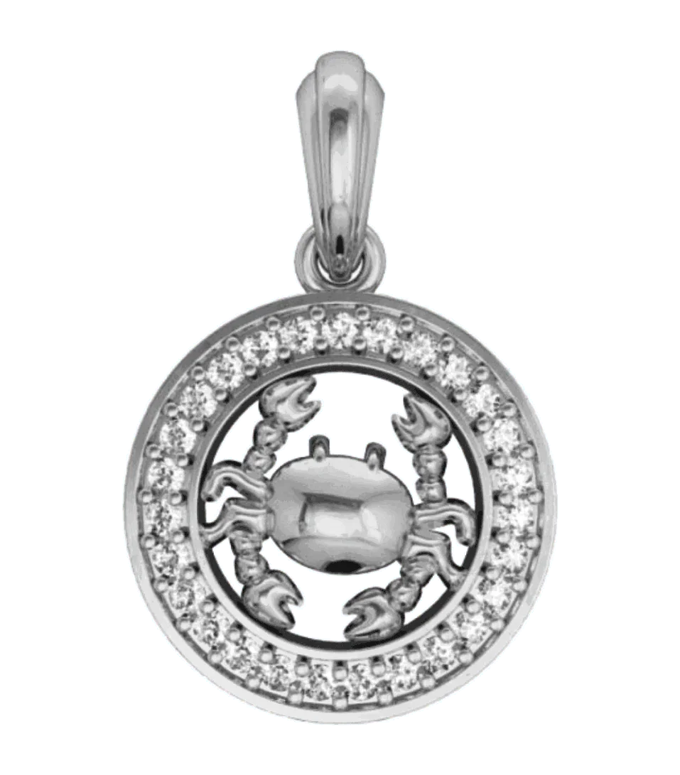 Cancer Charm in Silver with 27 Diamonds - Jewelslane
