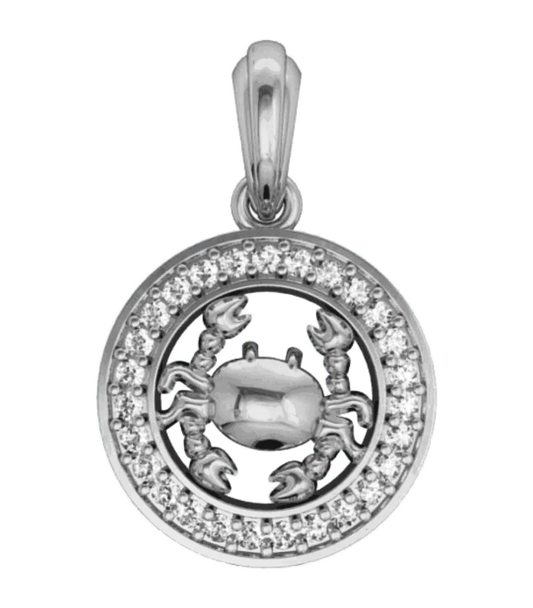 Cancer Charm in Silver with 27 Diamonds - Jewelslane