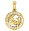 Capricorn Charm Pendant in 14K Gold with Diamonds on Leather Cord - Jewelslane
