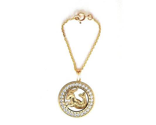 Capricorn Zodiac Watch Charm in 14k gold with diamonds - Jewelslane