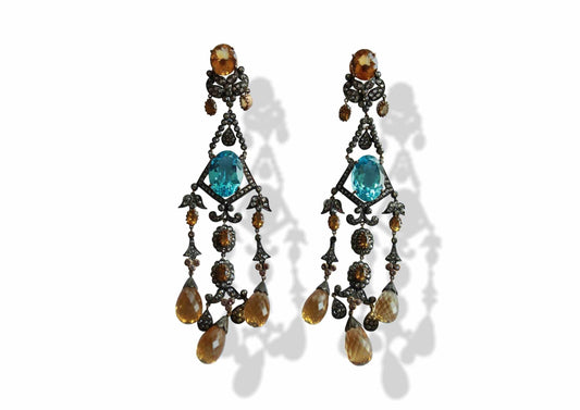 Chandelier Earrings with Blue Topaz - Jewelslane