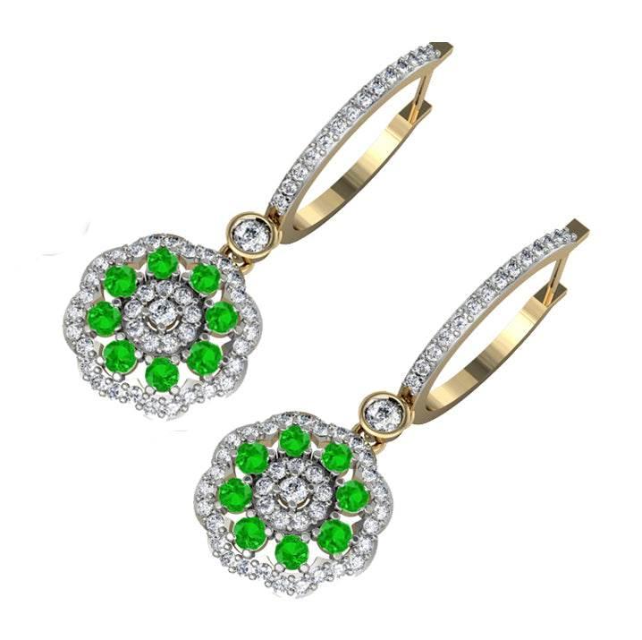 Delicate Emerald Diamond Earrings On Hoops - Jewelslane