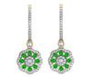 Delicate Emerald Diamond Earrings On Hoops - Jewelslane