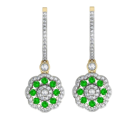 Delicate Emerald Diamond Earrings On Hoops - Jewelslane