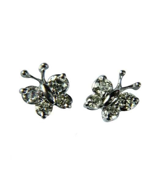 Diamond Butterfly Earring with Diamonds in White Gold - Jewelslane