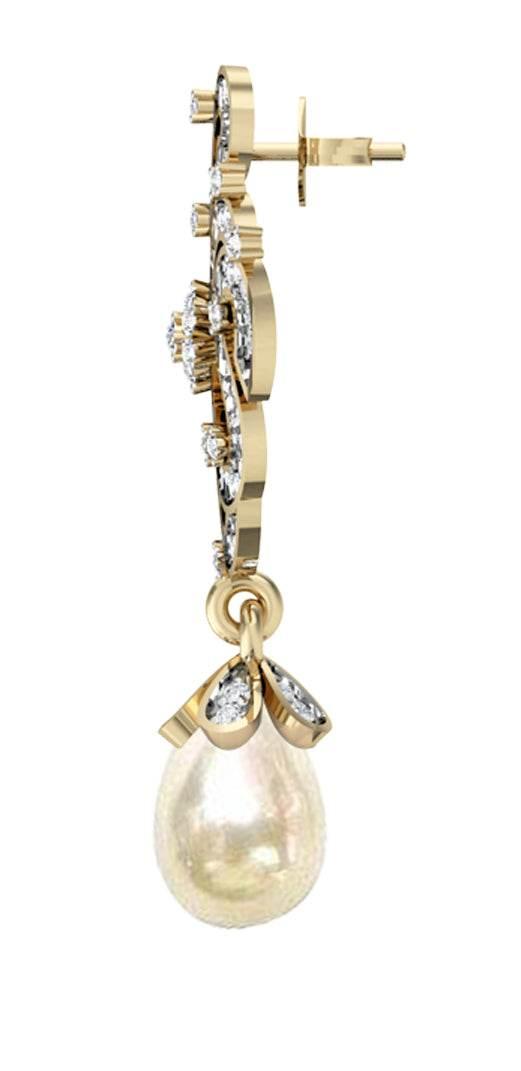 Diamond Earrings with Pearl drops - Jewelslane
