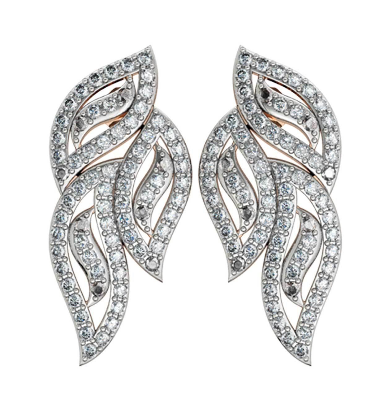 Diamond Leaf Earrings - Jewelslane
