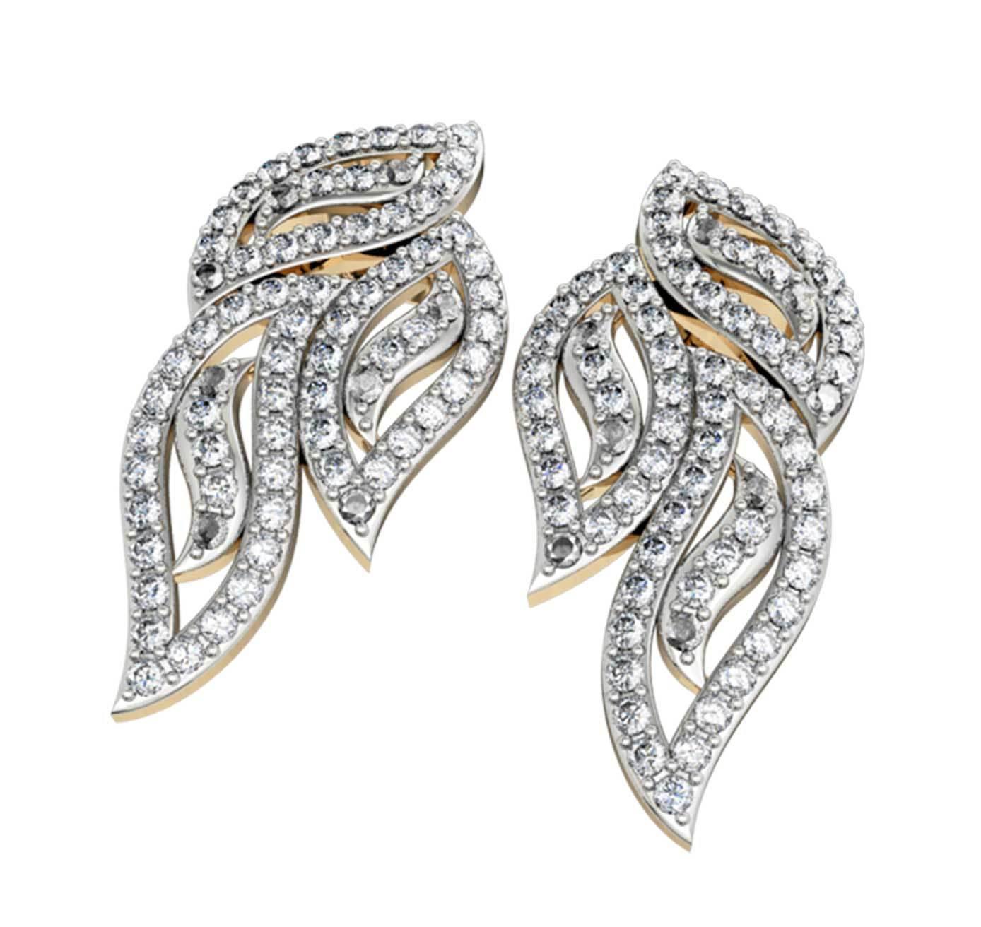 Diamond Leaf Earrings - Jewelslane