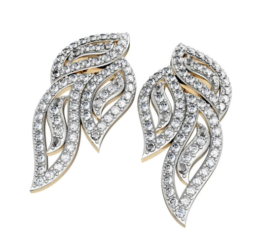 Diamond Leaf Earrings - Jewelslane