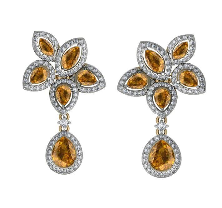 Eminence Yellow sapphire & Diamnond Earrings - Jewelslane