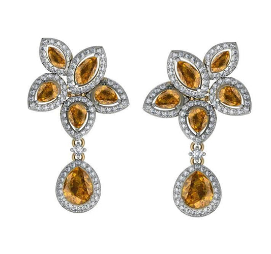 Eminence Yellow sapphire & Diamnond Earrings - Jewelslane