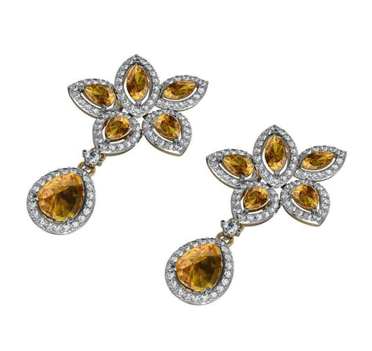 Eminence Yellow sapphire & Diamnond Earrings - Jewelslane