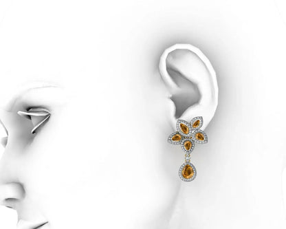 Eminence Yellow sapphire & Diamnond Earrings - Jewelslane