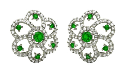 Emerald & Diamond Cluster Earrings - Jewelslane