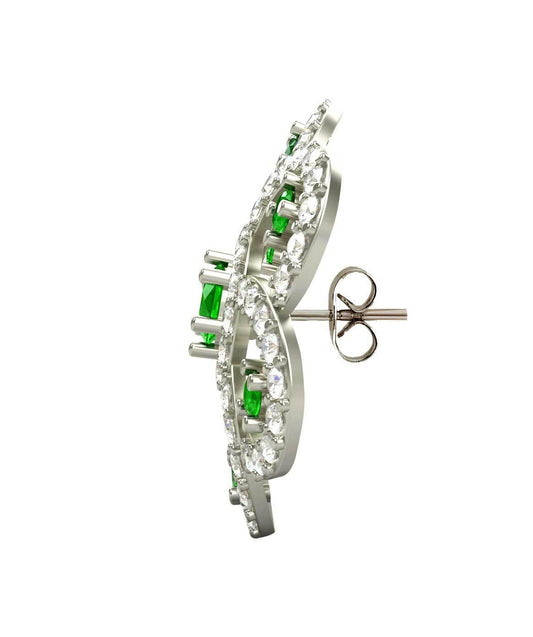 Emerald & Diamond Cluster Earrings - Jewelslane