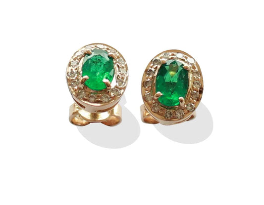 Emerald Earrings with Diamonds - Jewelslane