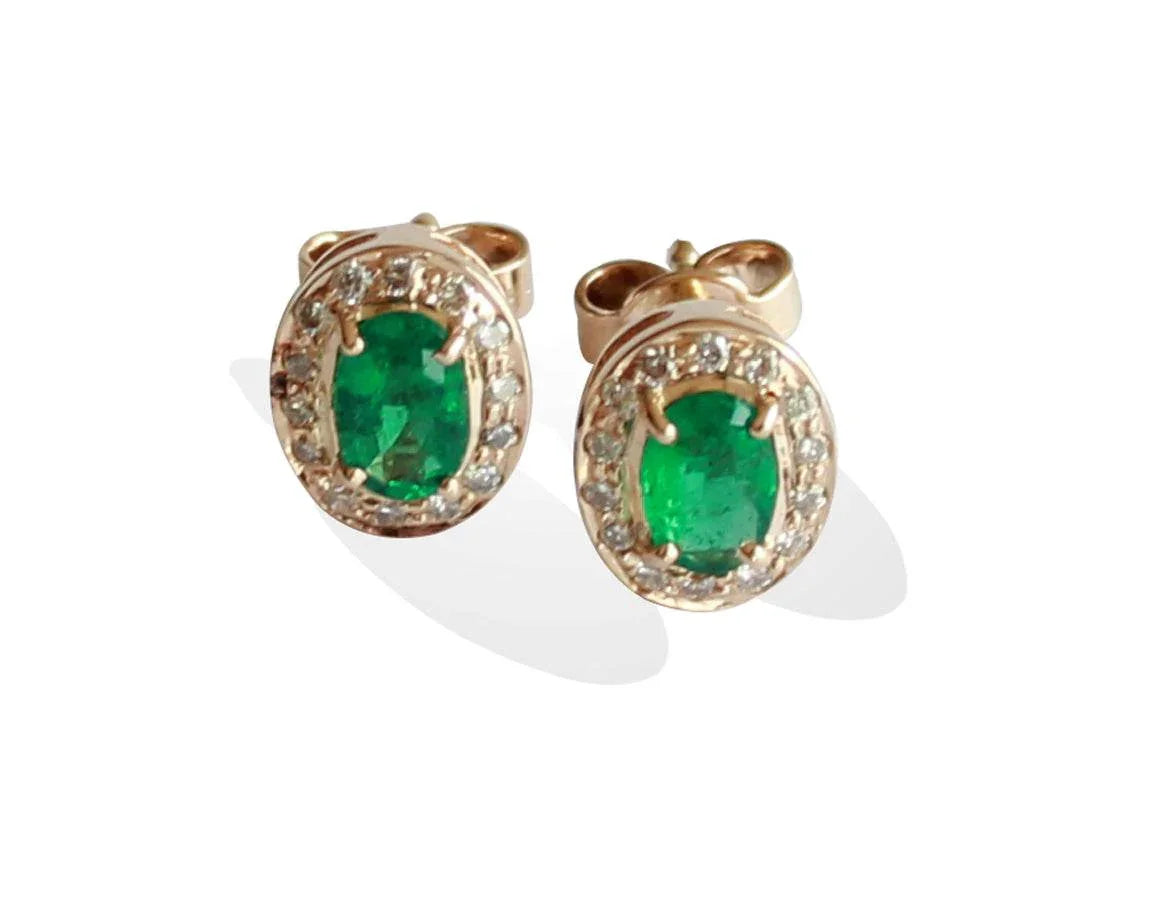 Emerald Earrings with Diamonds - Jewelslane