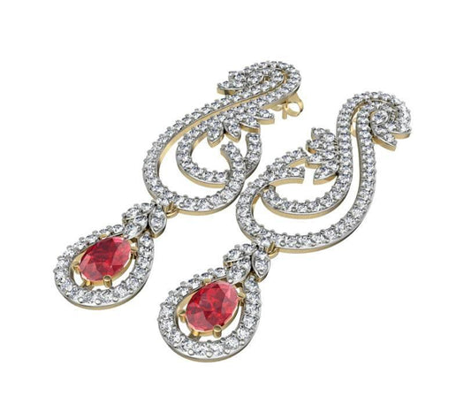 Enticing ruby & Diamond Earrings - Jewelslane