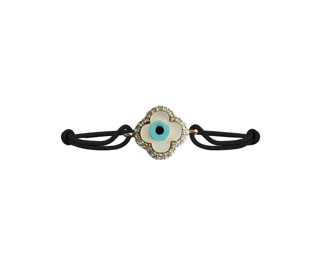 Evil Eye Clover Charm Bracelet in 14k Gold - Jewelslane