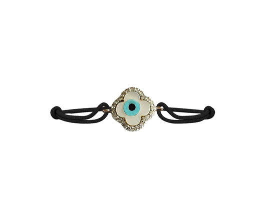 Evil Eye Clover Charm Bracelet in 14k Gold - Jewelslane