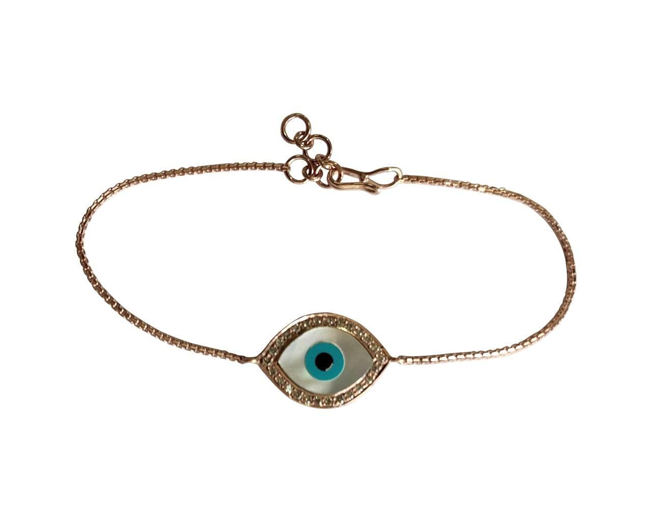 Evil eye bracelet in Rose gold with diamonds - Jewelslane