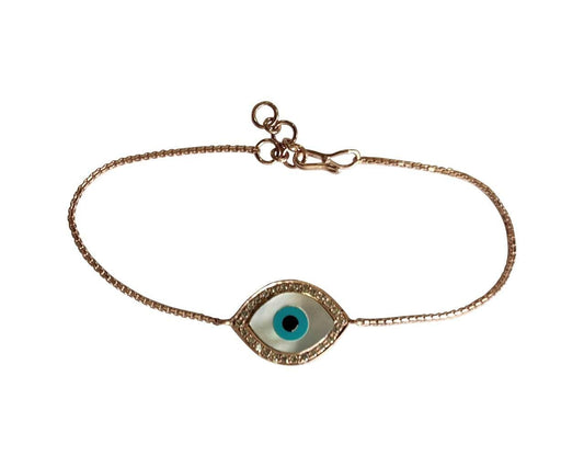 Evil eye bracelet in Rose gold with diamonds - Jewelslane