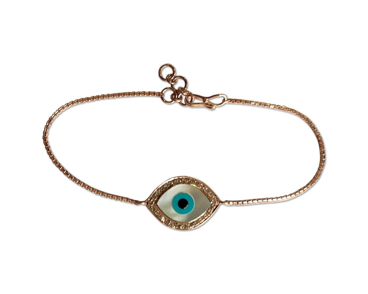 Evil eye bracelet in Rose gold with diamonds - Jewelslane