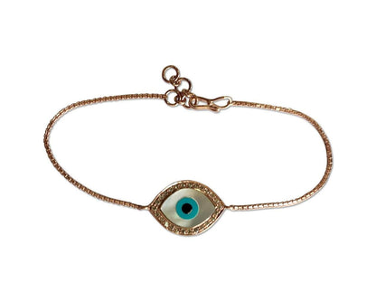 Evil eye bracelet in Rose gold with diamonds - Jewelslane