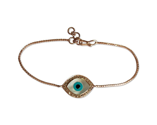 Evil eye bracelet in Rose gold with diamonds - Jewelslane