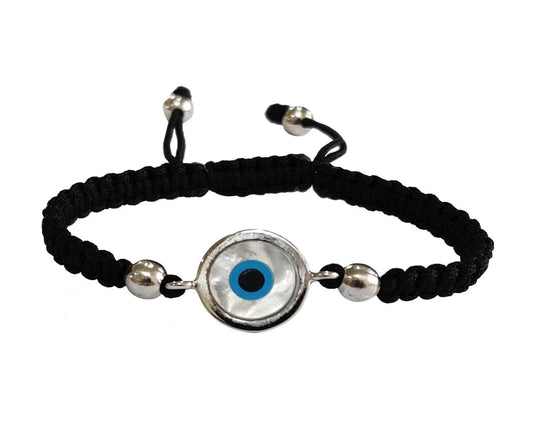 Evil eye silver bracelet on adjustable thread - Jewelslane