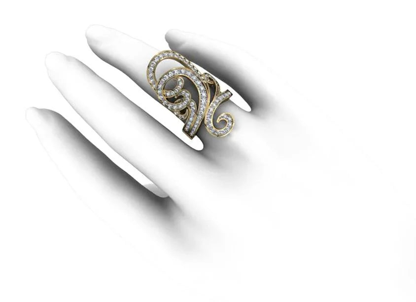 Exclusive Curlicue Diamond cocktail ring - Jewelslane