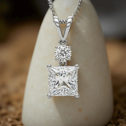 Kara Princess Cut Lab Grown Solitaire Diamond Pendant in Gold - Jewelslane