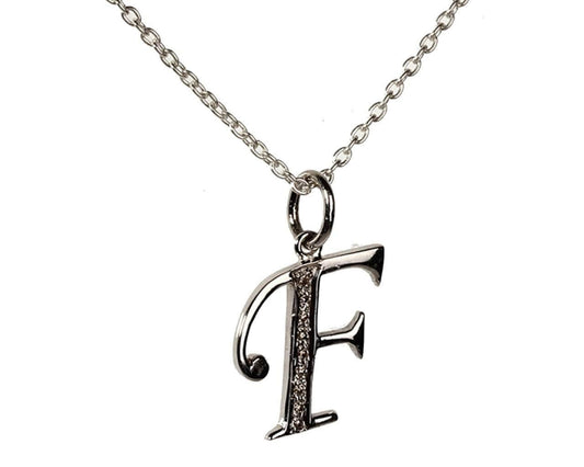 Alphabet F pendant with diamonds - Jewelslane